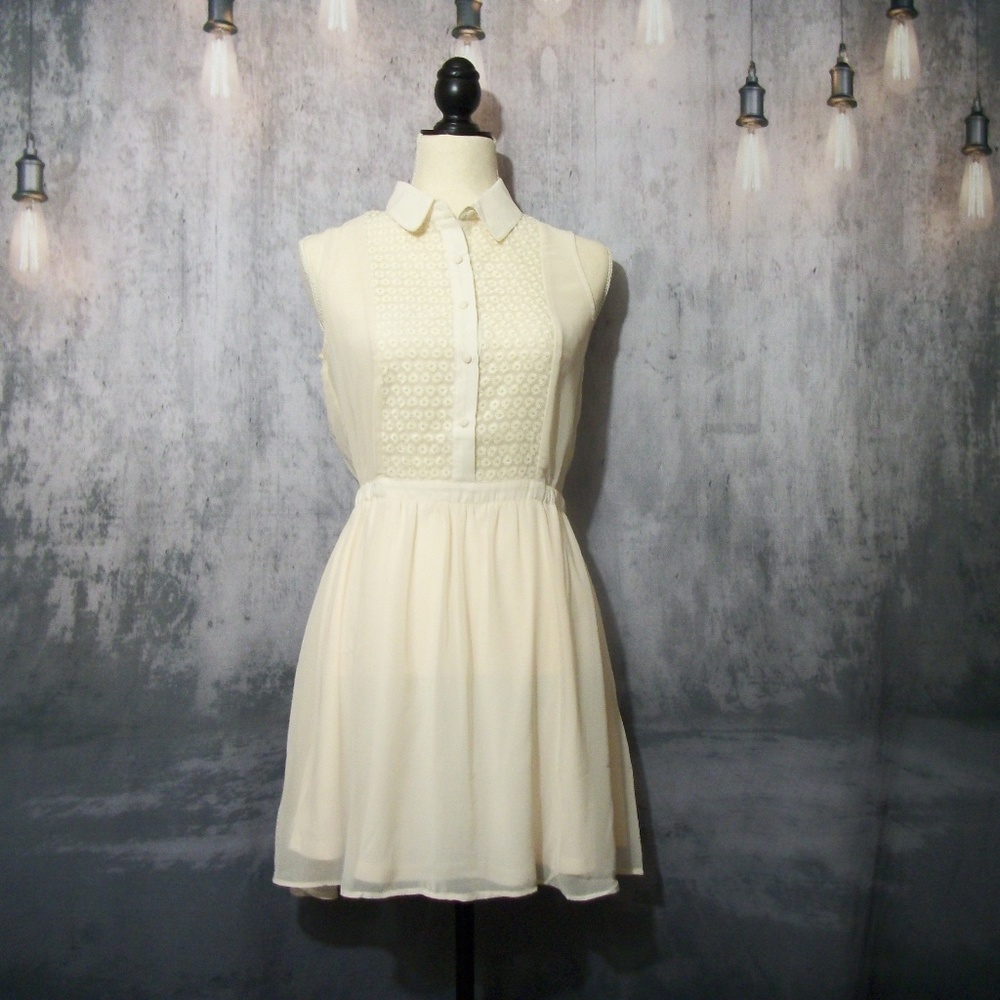 Cream INA Sleeveless Chiffon Sundress Size Small